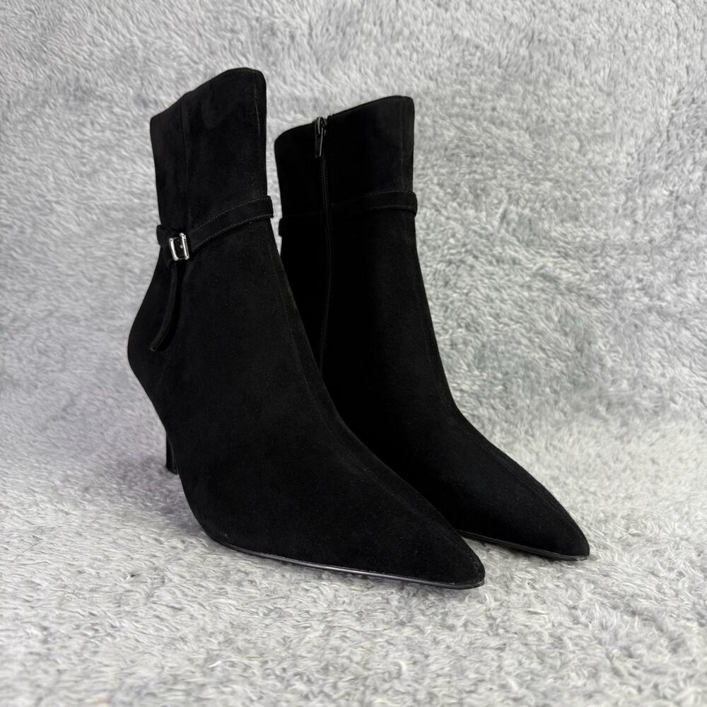Steve Madden Layan Ankle Boot Women's Black Suede Size 11 Pointed Toe Bootie - Picture 6 of 12